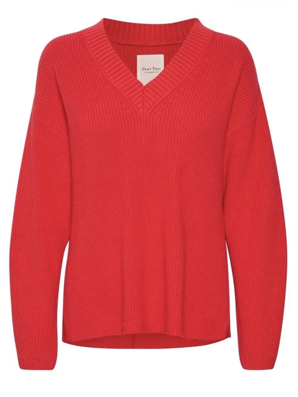 Part Two Copenhagen Reila Cotton Red V-Neck Sweater